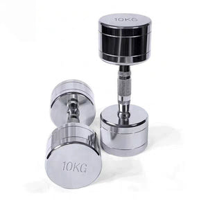 Silver Pure Steel Electroplating Dumbbells for home fitness