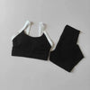 High Intensity Color Blocking Cross Back Integrated Yoga Set 2PCS Sports Underwear High Waist and Hip Lifting Fitness Leggings