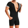Men's 3-In-1 Sauna Sweat Bodysuits Heat Trapping Weight Loss Body Shaper Workout Short Sleeves Shorts Exercise Fitness Jumpsuits