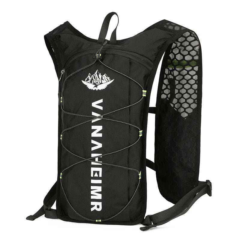 Reflective hydration vest for running with breathable mesh design, perfect for jogging and outdoor activities.