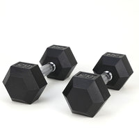 20LB rubber coated dumbbells non-slip knurled handle